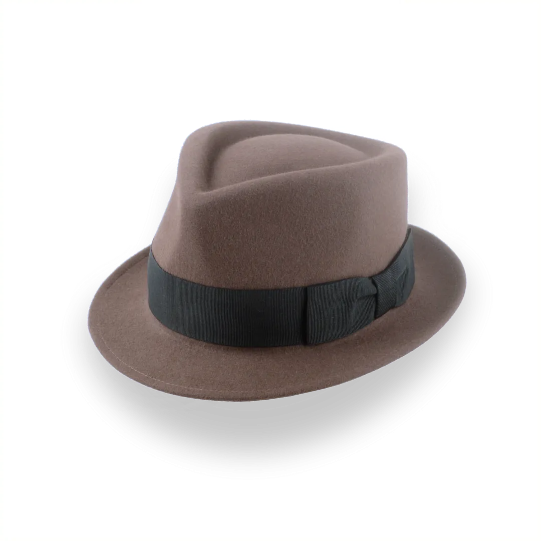 Taupe Brown Trilby Hat with Stylish Teardrop Crown | The Echo