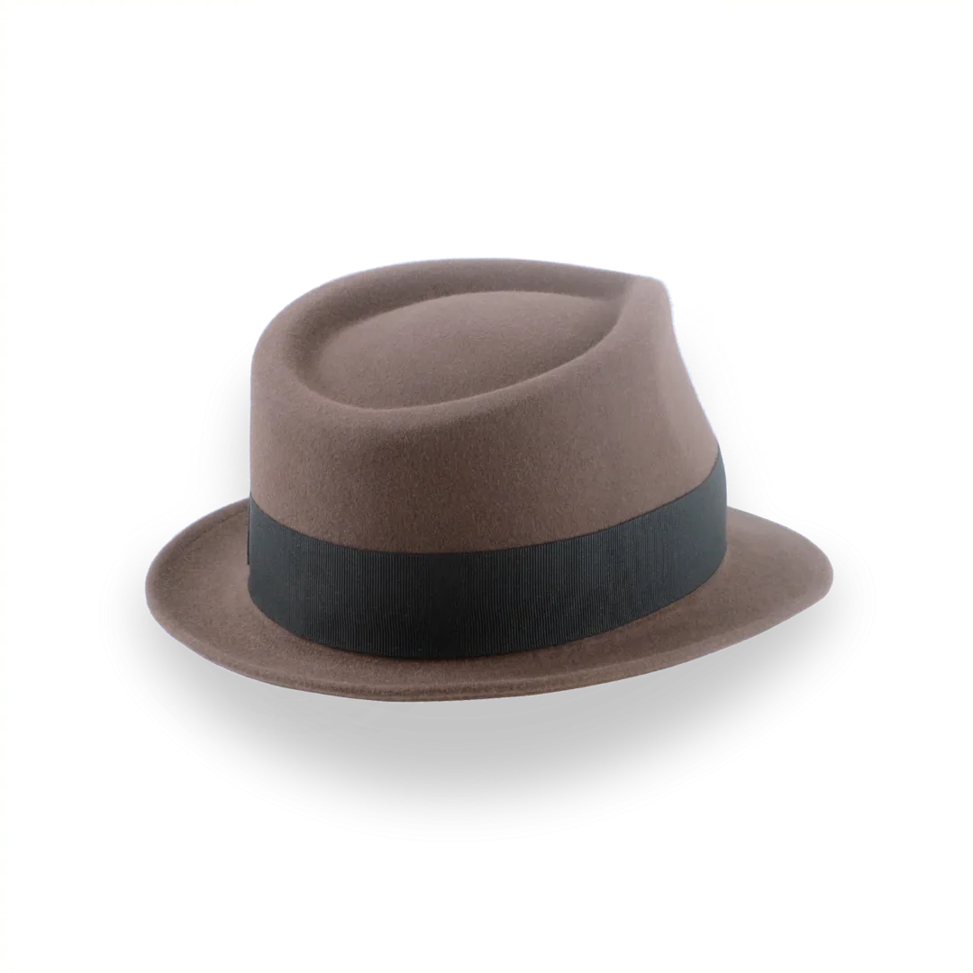 Taupe Brown Trilby Hat with Stylish Teardrop Crown | The Echo