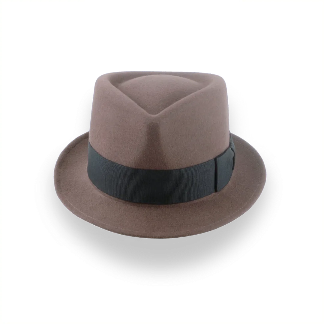 Taupe Brown Trilby Hat with Stylish Teardrop Crown | The Echo