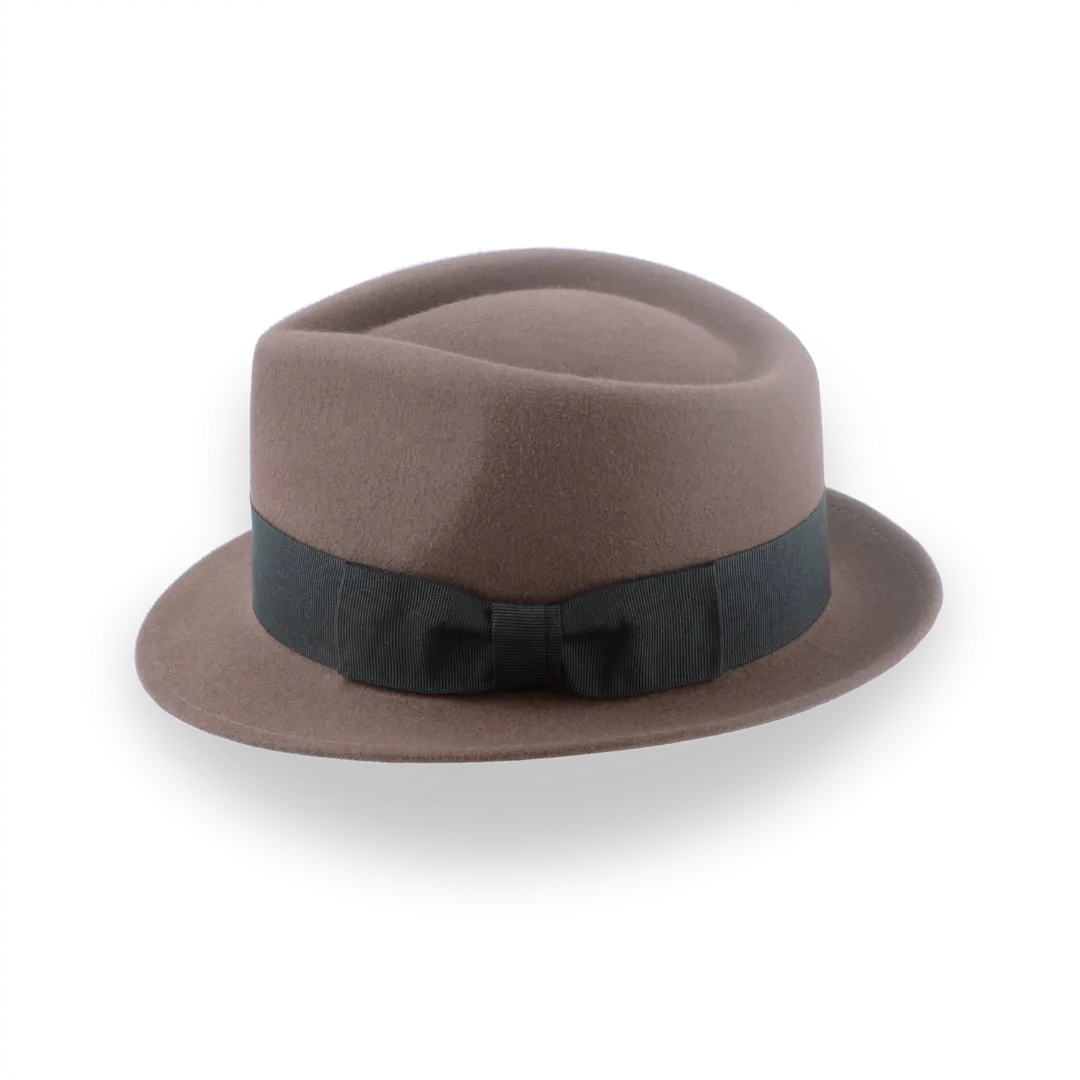 Taupe Brown Trilby Hat with Stylish Teardrop Crown | The Echo