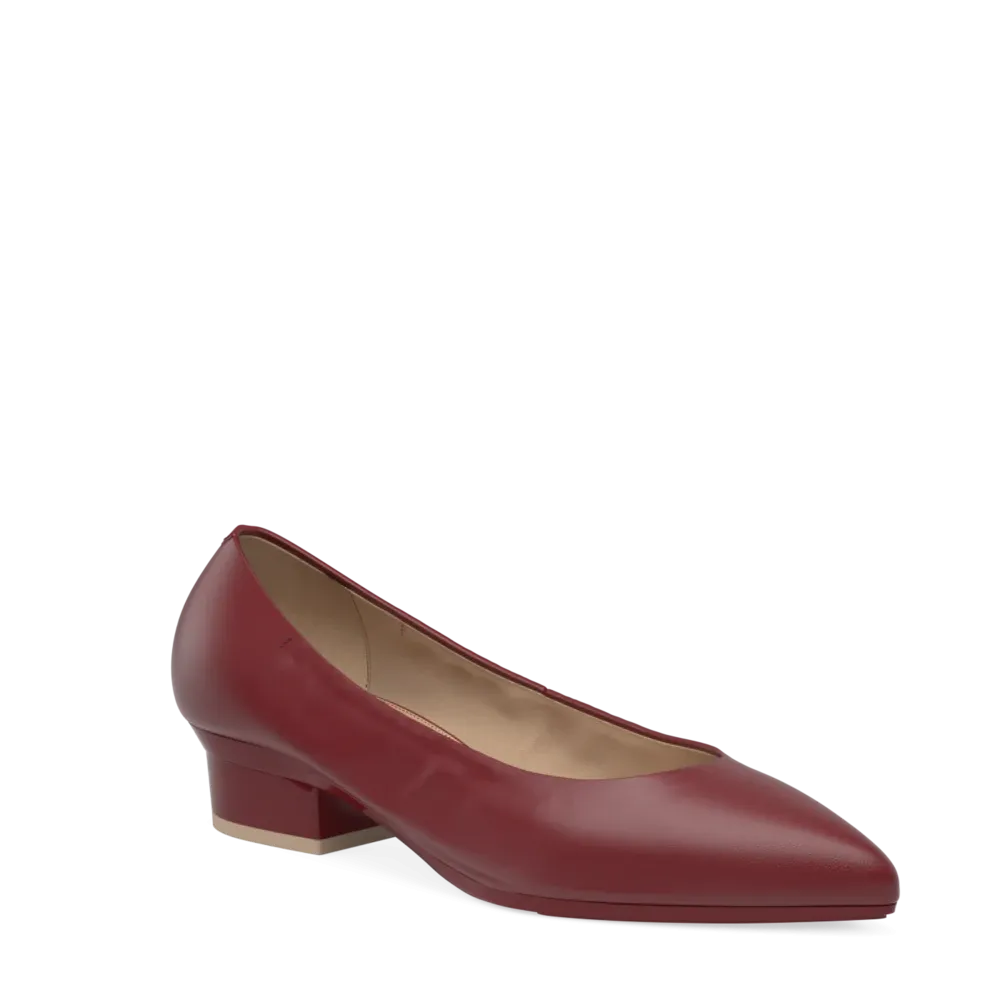 The Pump - Merlot Stretch Leather Flat