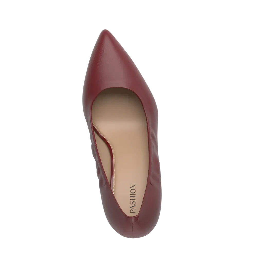 The Pump - Merlot Stretch Leather Flat