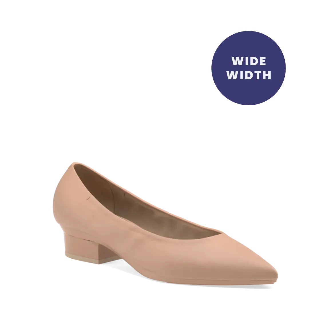 The Pump Wide Width - Latte Stretch Leather 4 Stiletto