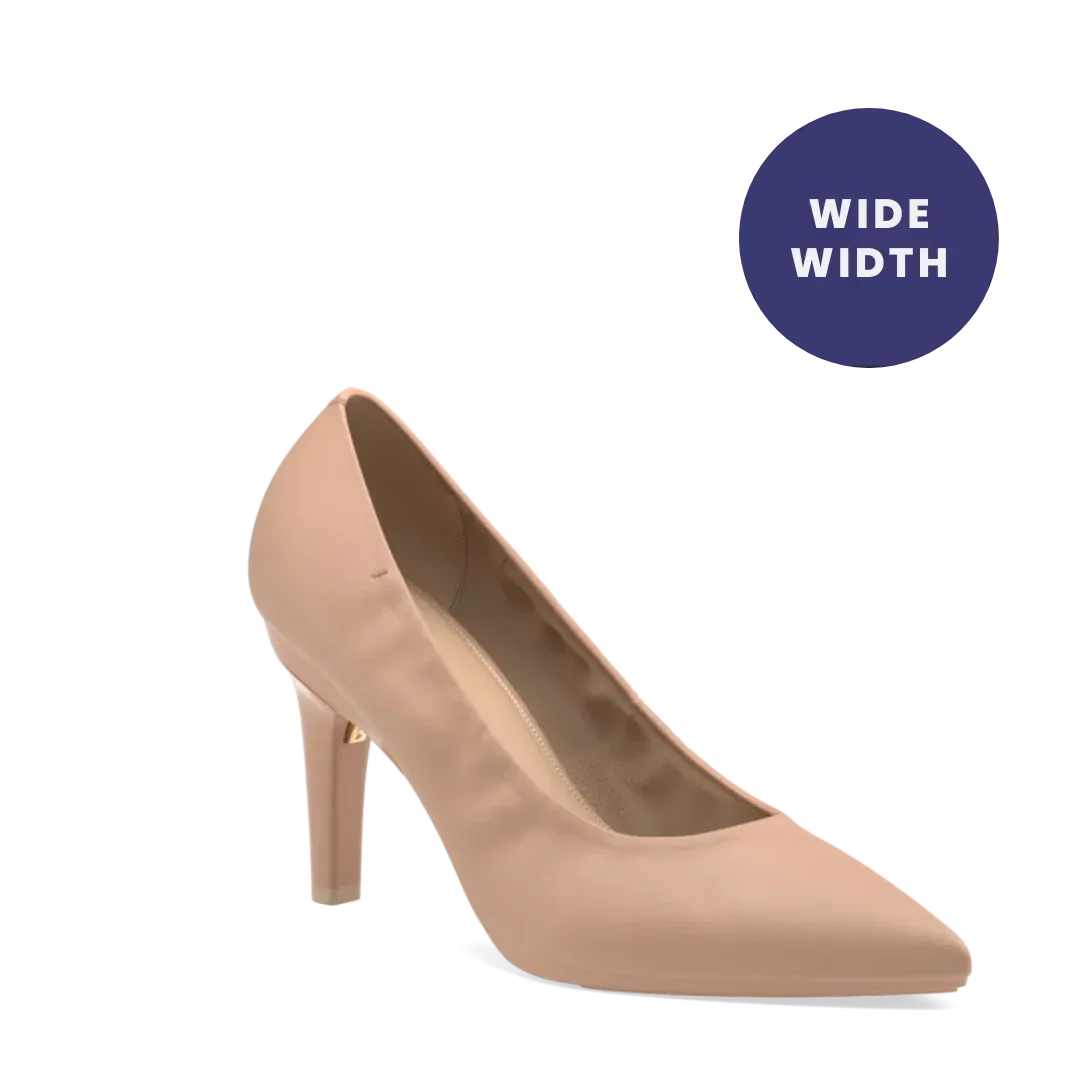 The Pump Wide Width - Latte Stretch Leather 4 Stiletto