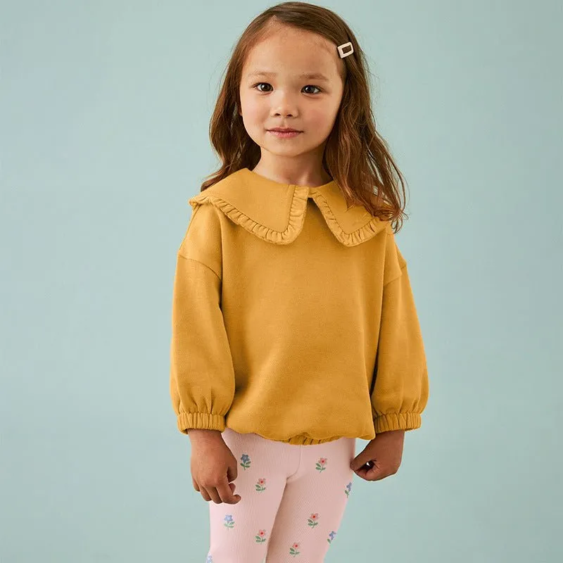 Toddler/Kid Girl's Peter Pan Collar Ginger Top with Leggings Set