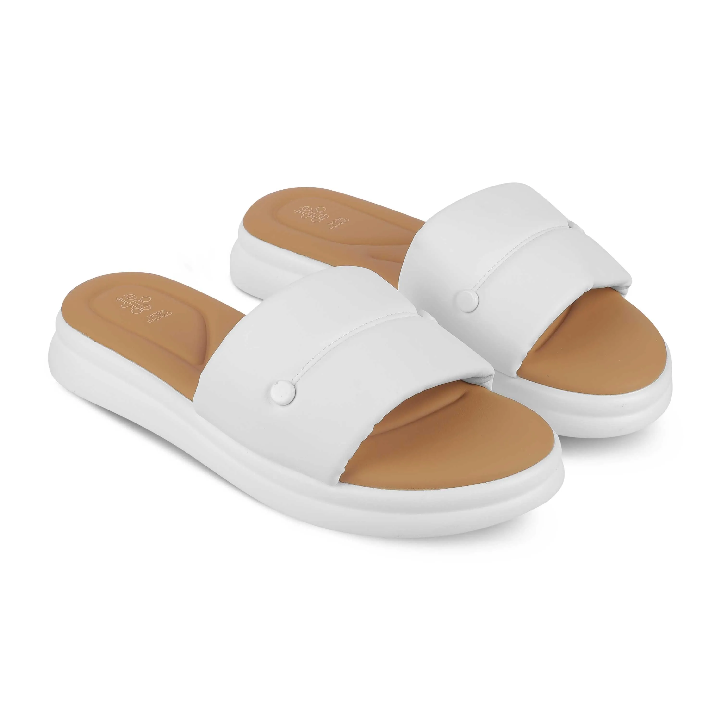 Tresmode Evershine White Women's Casual Platform Flats