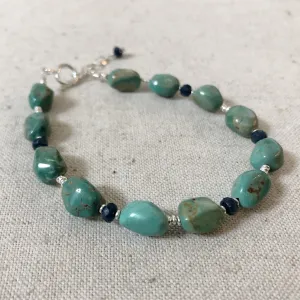 Tumbled Turquoise Bracelet with Sapphire