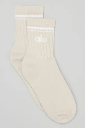 Unisex Half-Crew Throwback Sock - Bone/White