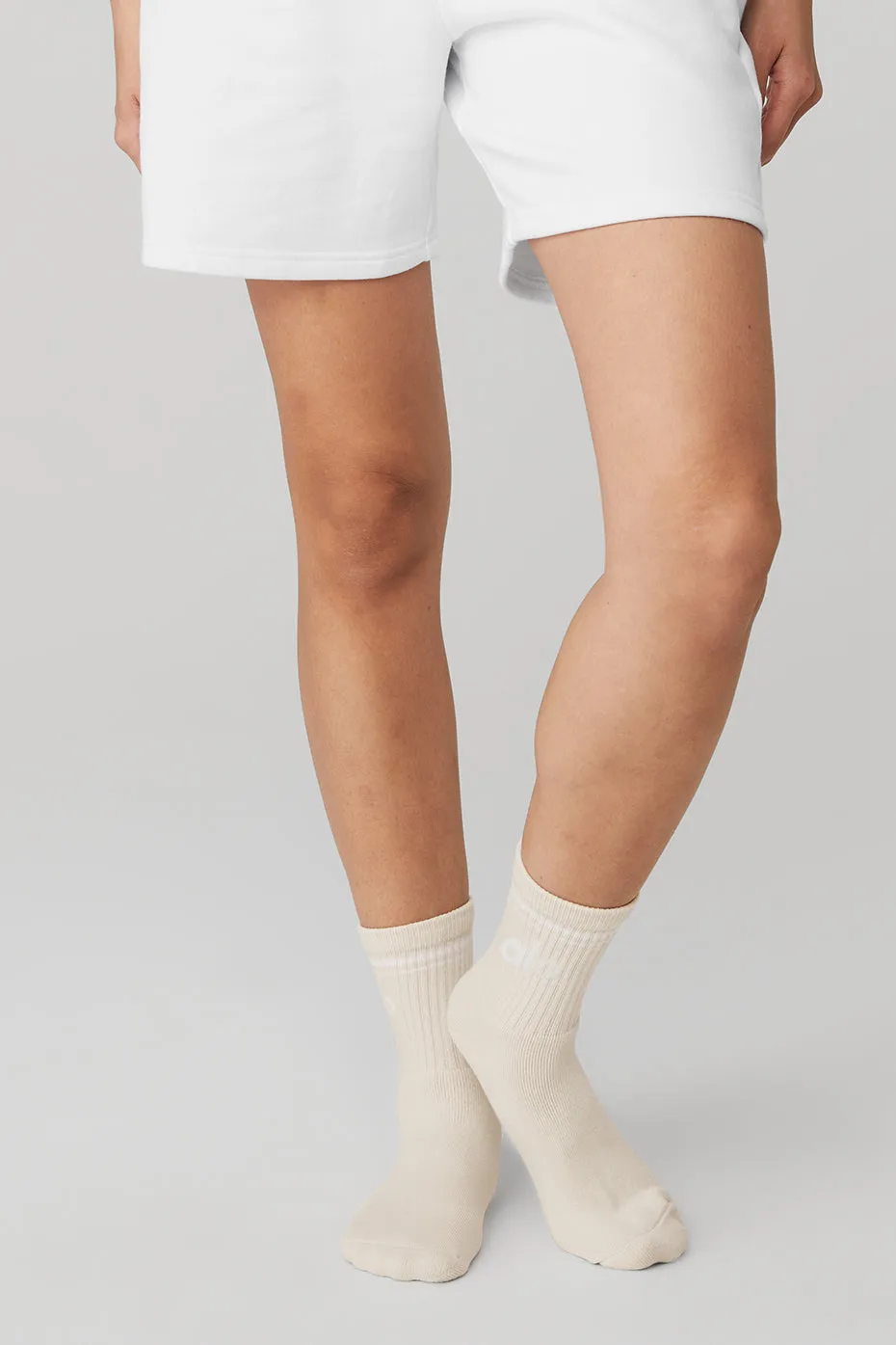 Unisex Half-Crew Throwback Sock - Bone/White