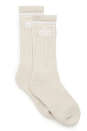 Unisex Throwback Sock - Bone/White