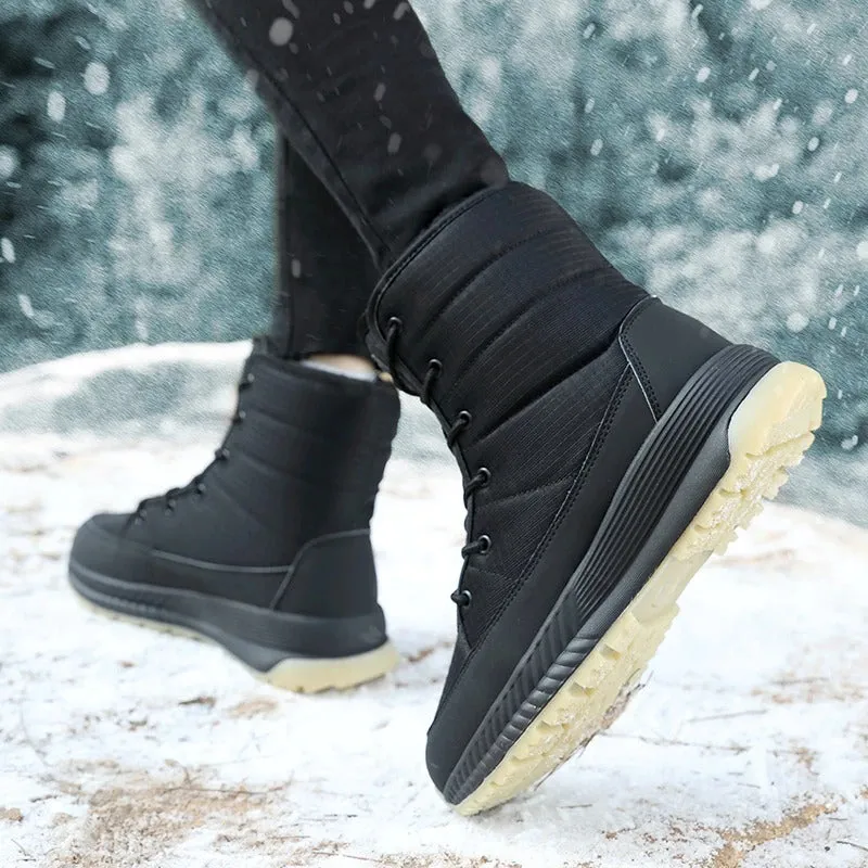 Waterproof Winter Plush Fur Lace-up Snow Boots