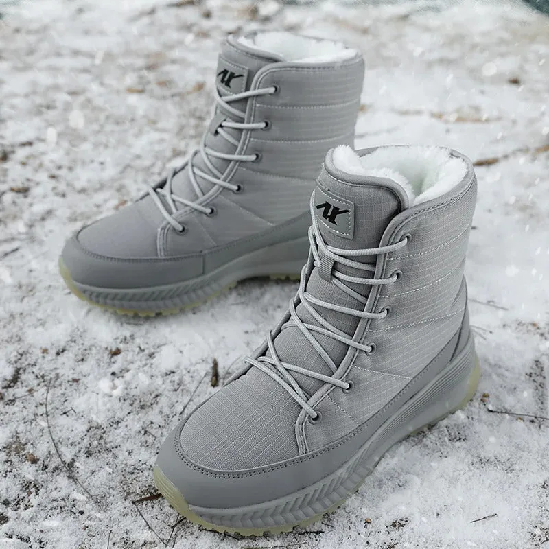 Waterproof Winter Plush Fur Lace-up Snow Boots