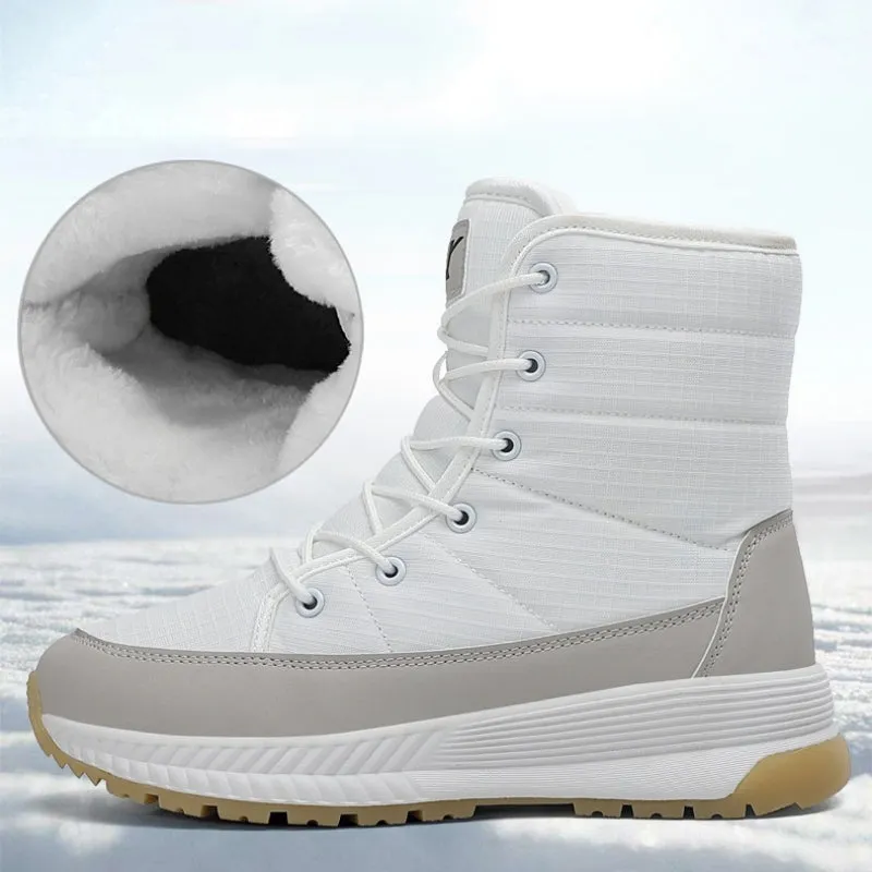 Waterproof Winter Plush Fur Lace-up Snow Boots