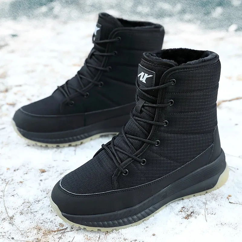 Waterproof Winter Plush Fur Lace-up Snow Boots