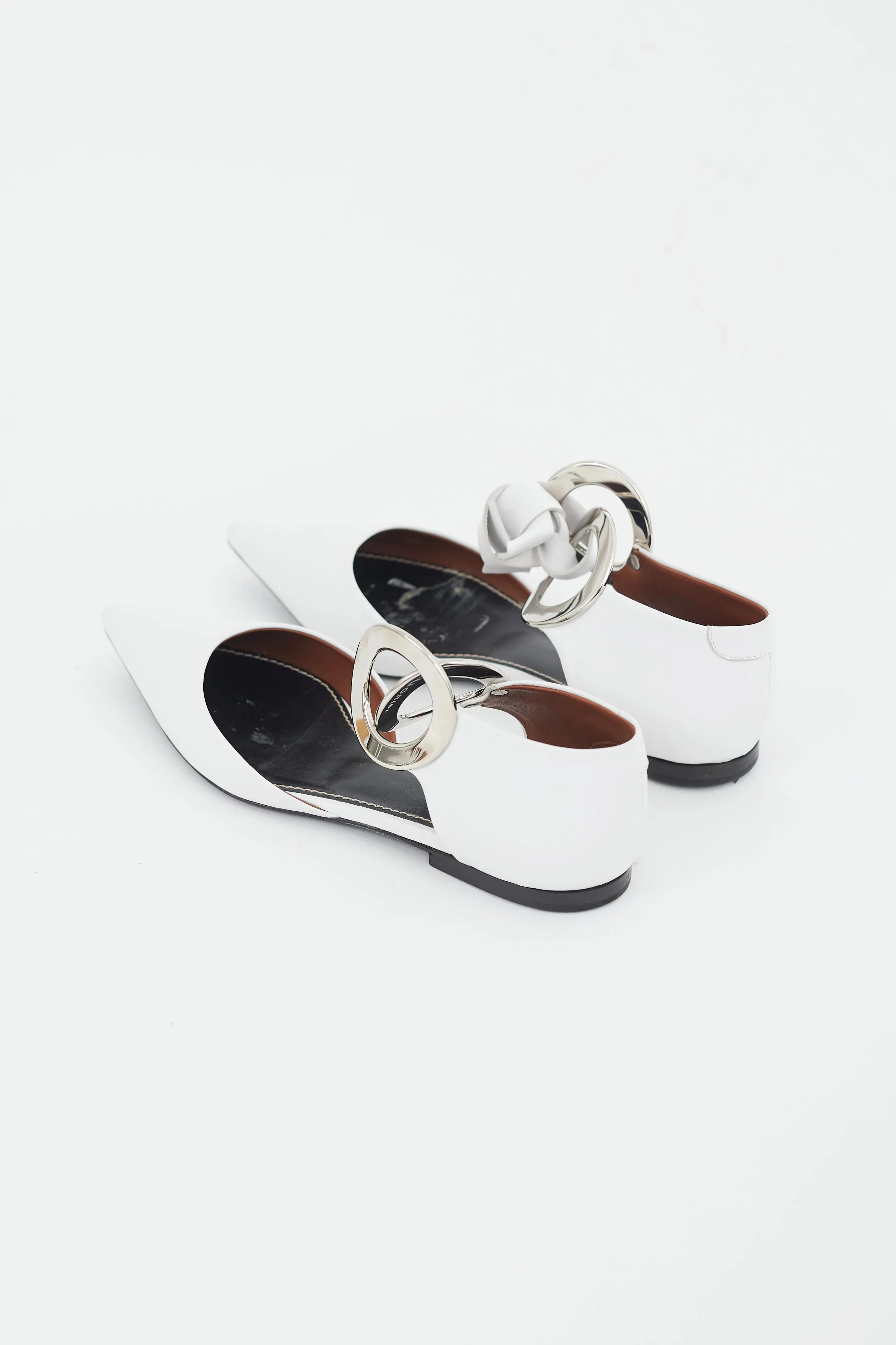 White & Silver Grommet D'Orsay Flat