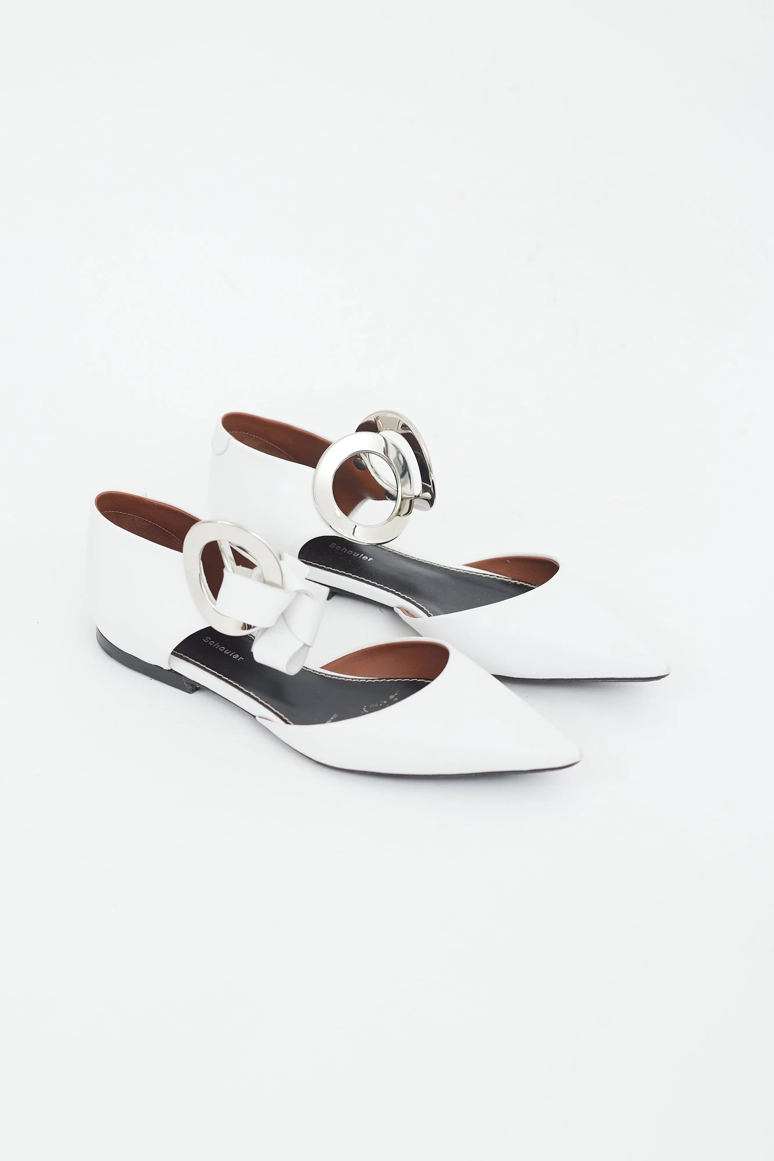 White & Silver Grommet D'Orsay Flat