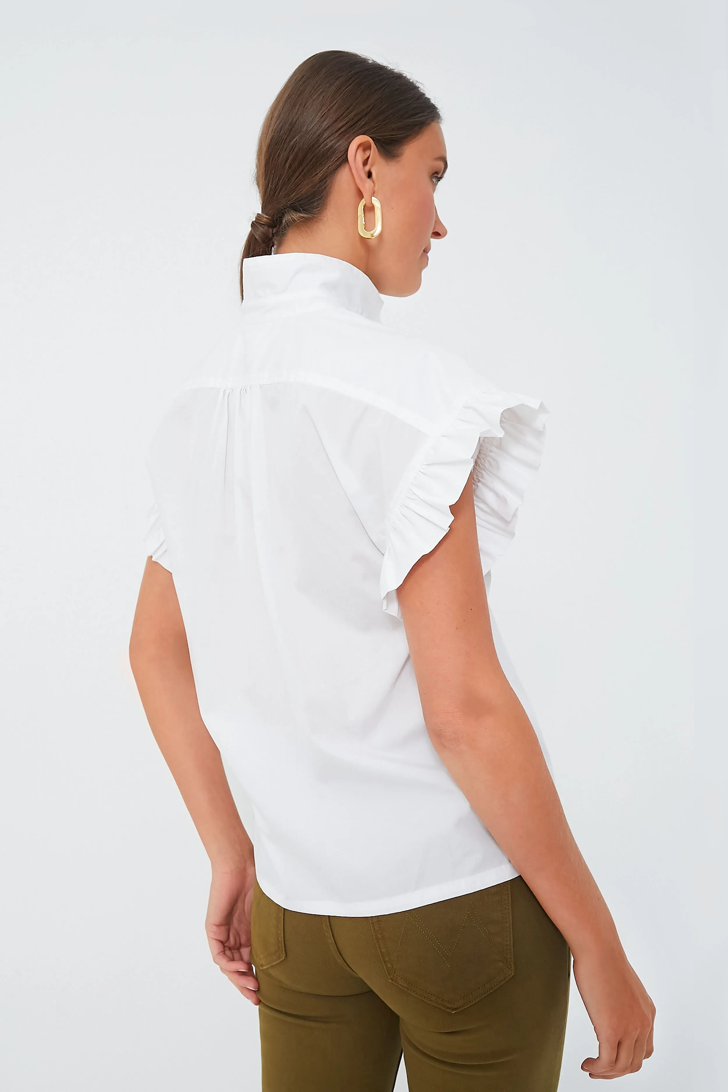 White Marianne B Ruffle Sleeve Shirt