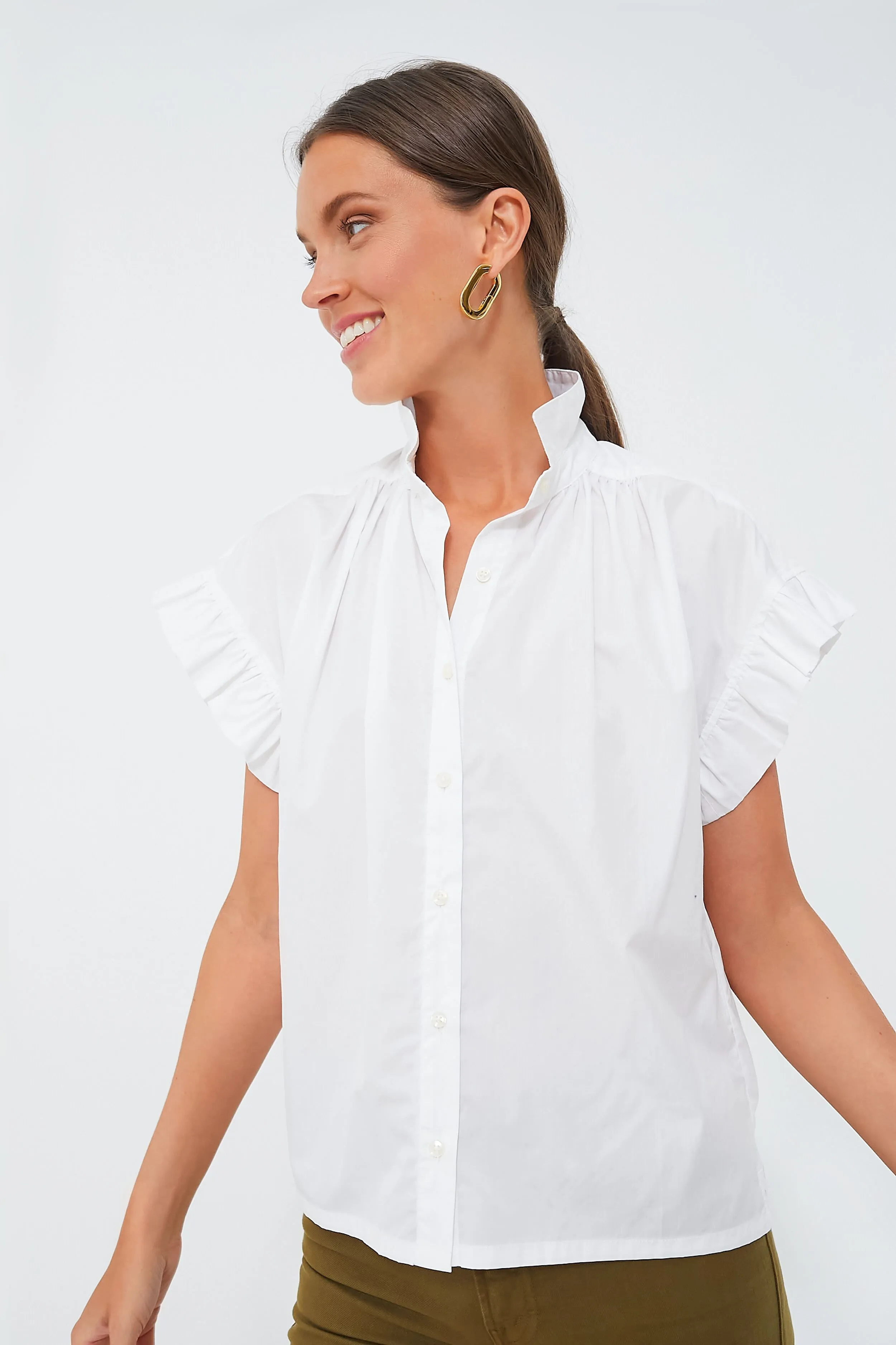 White Marianne B Ruffle Sleeve Shirt