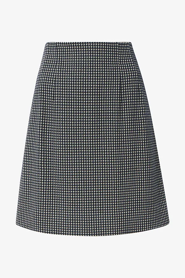 Whitney Skirt - Stretch Houndstooth :: Black / White