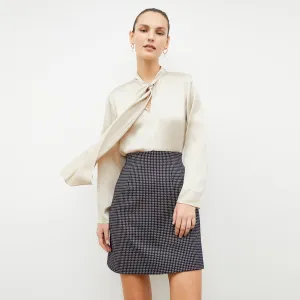 Whitney Skirt - Stretch Houndstooth :: Black / White