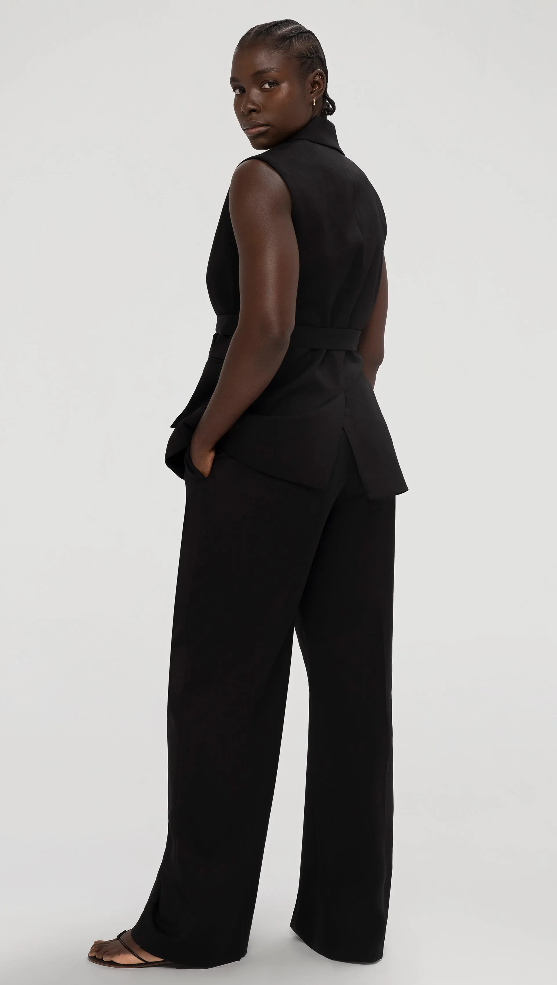 Wide Leg Trouser in Seasonless Wool | Black