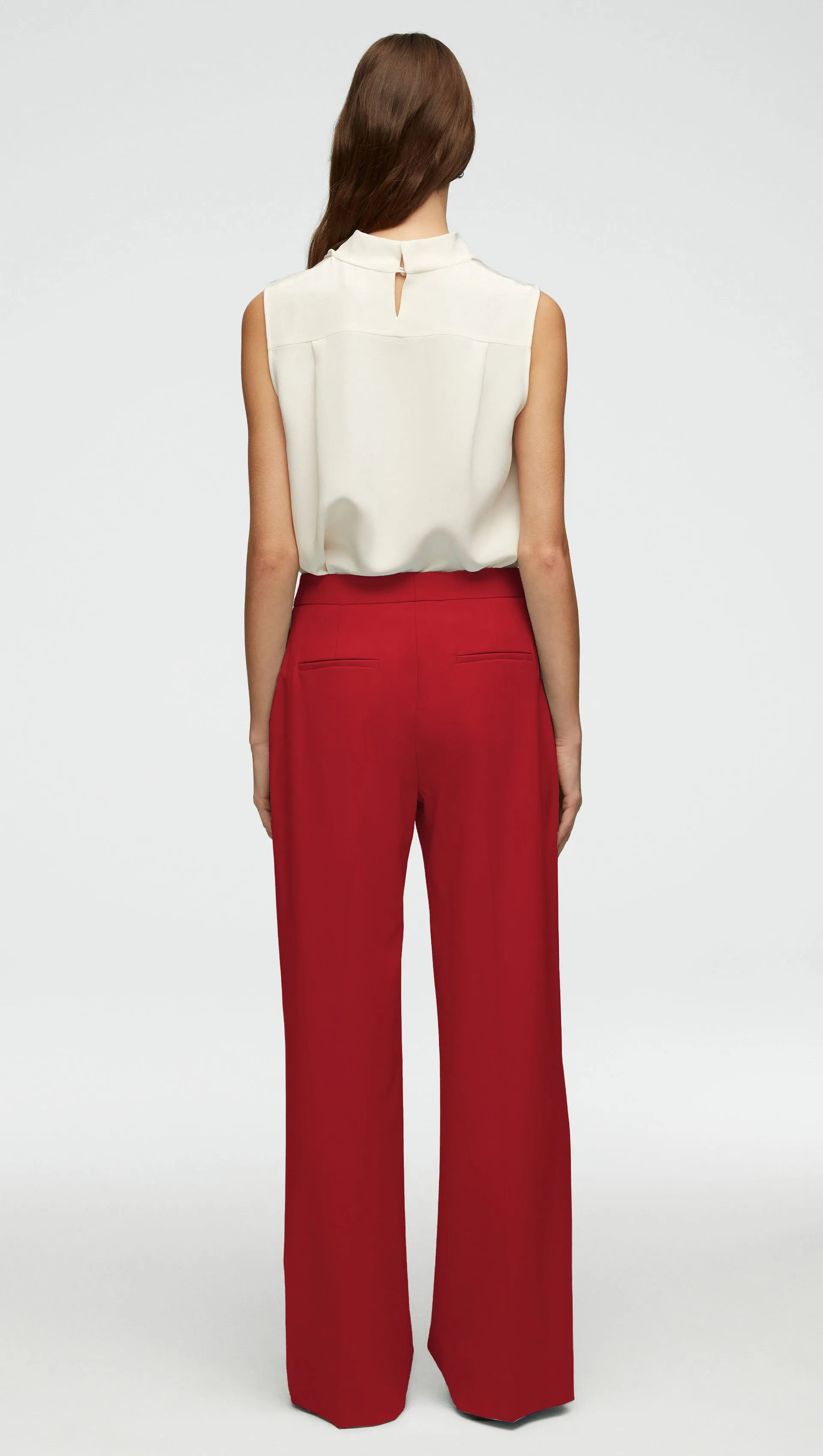 Wide Leg Trouser in Seasonless Wool | Cranberry