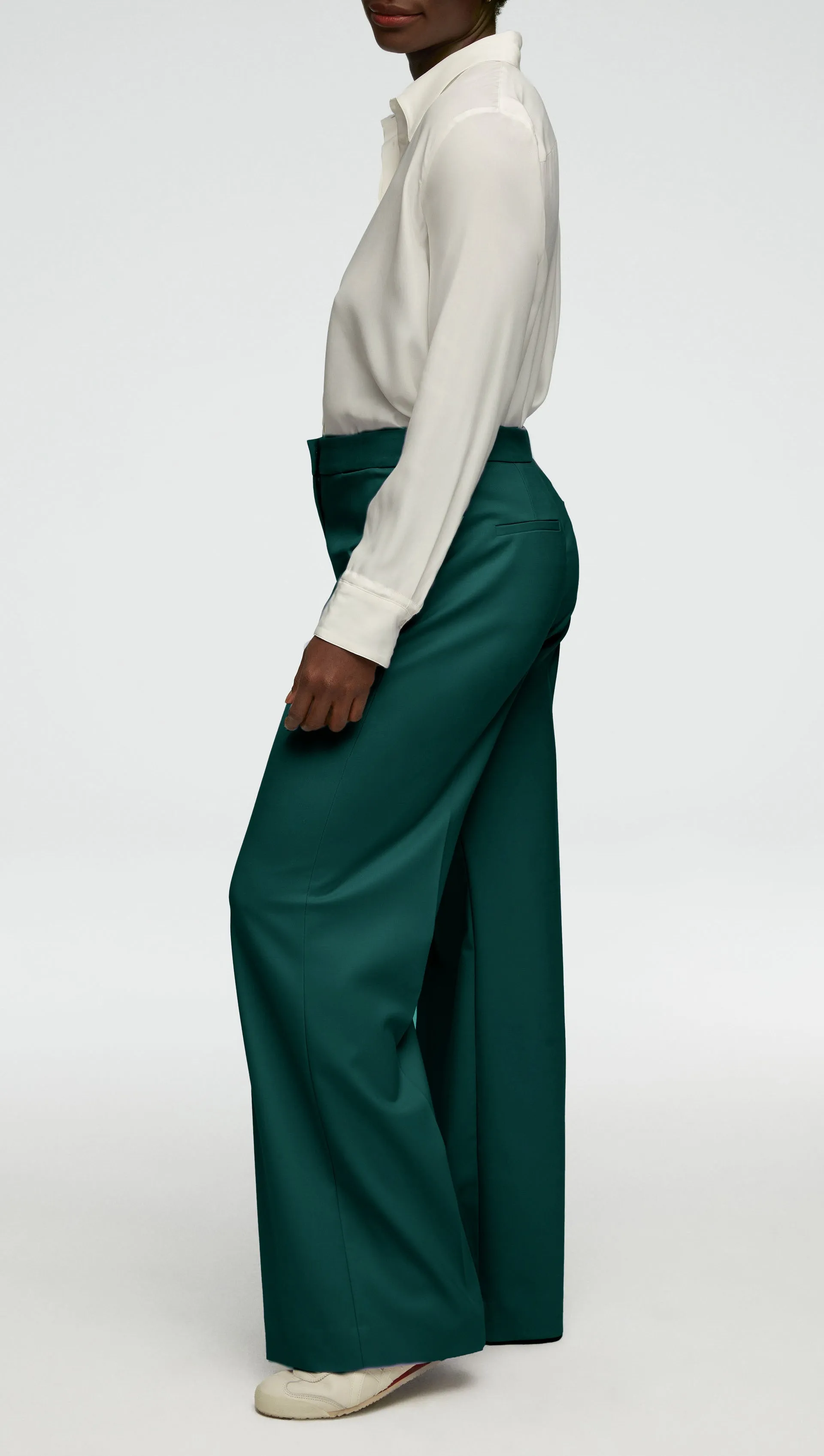 Wide Leg Trouser in Seasonless Wool | Emerald