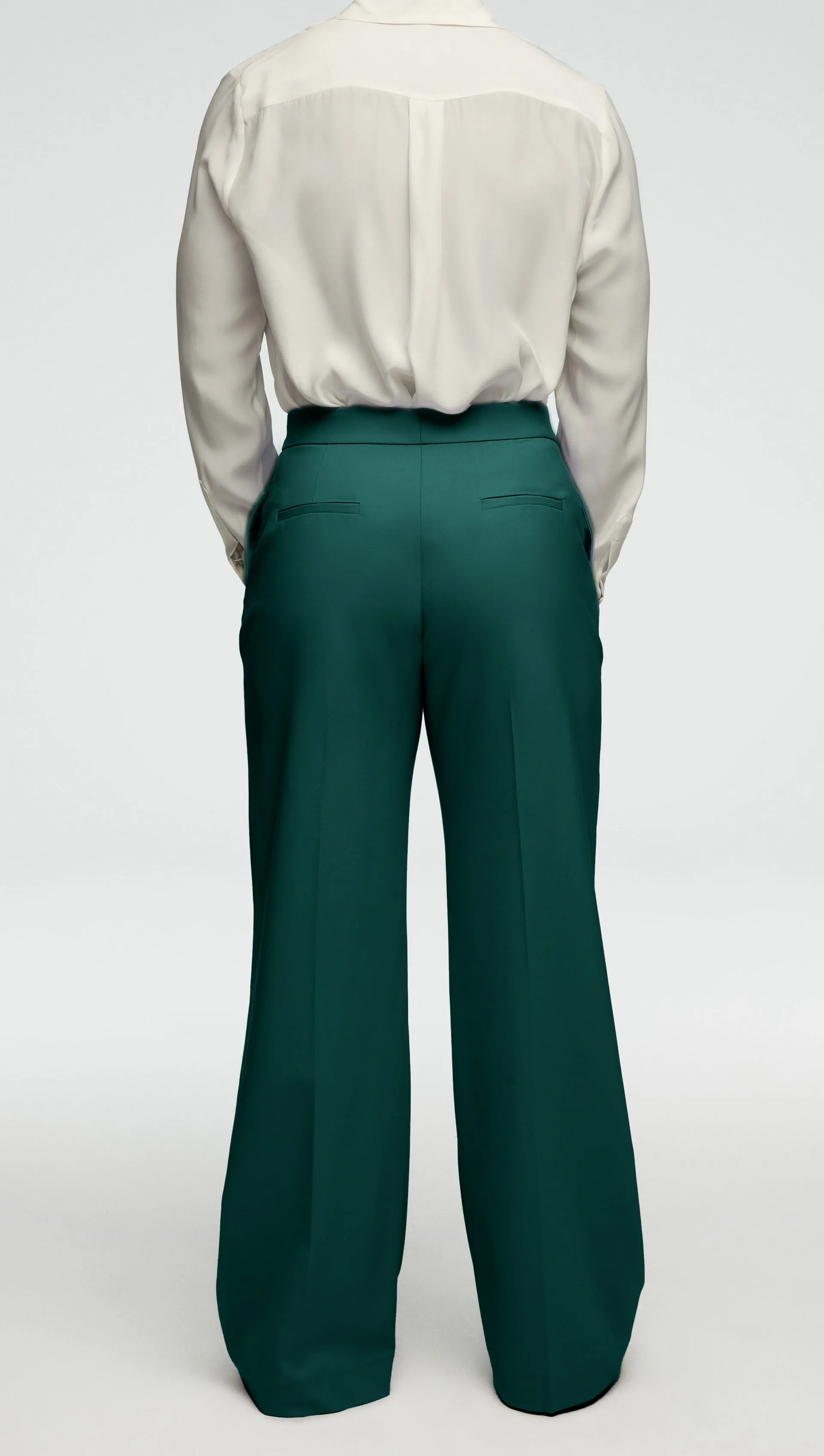 Wide Leg Trouser in Seasonless Wool | Emerald