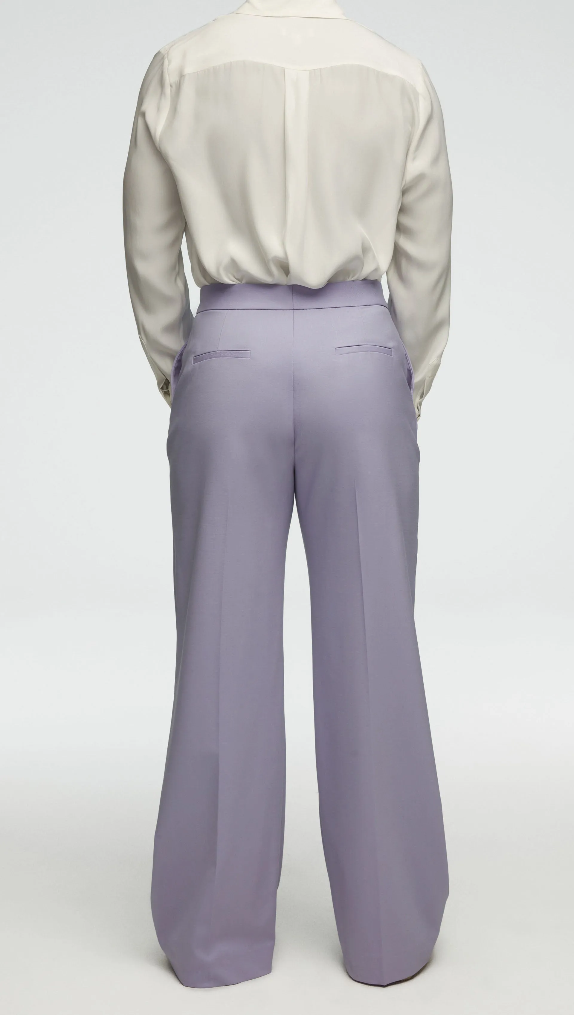 Wide Leg Trouser in Seasonless Wool | Lilac