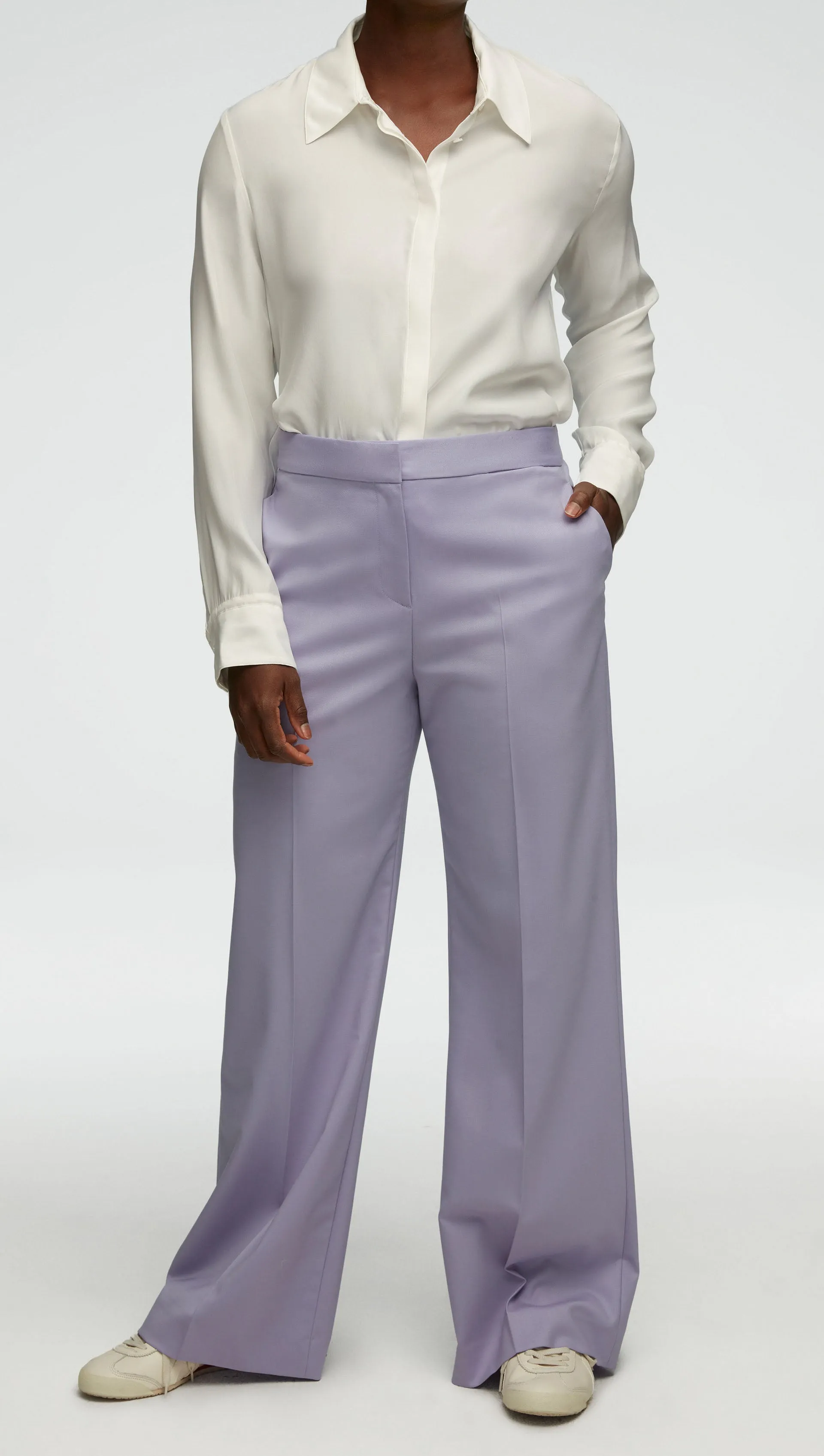 Wide Leg Trouser in Seasonless Wool | Lilac