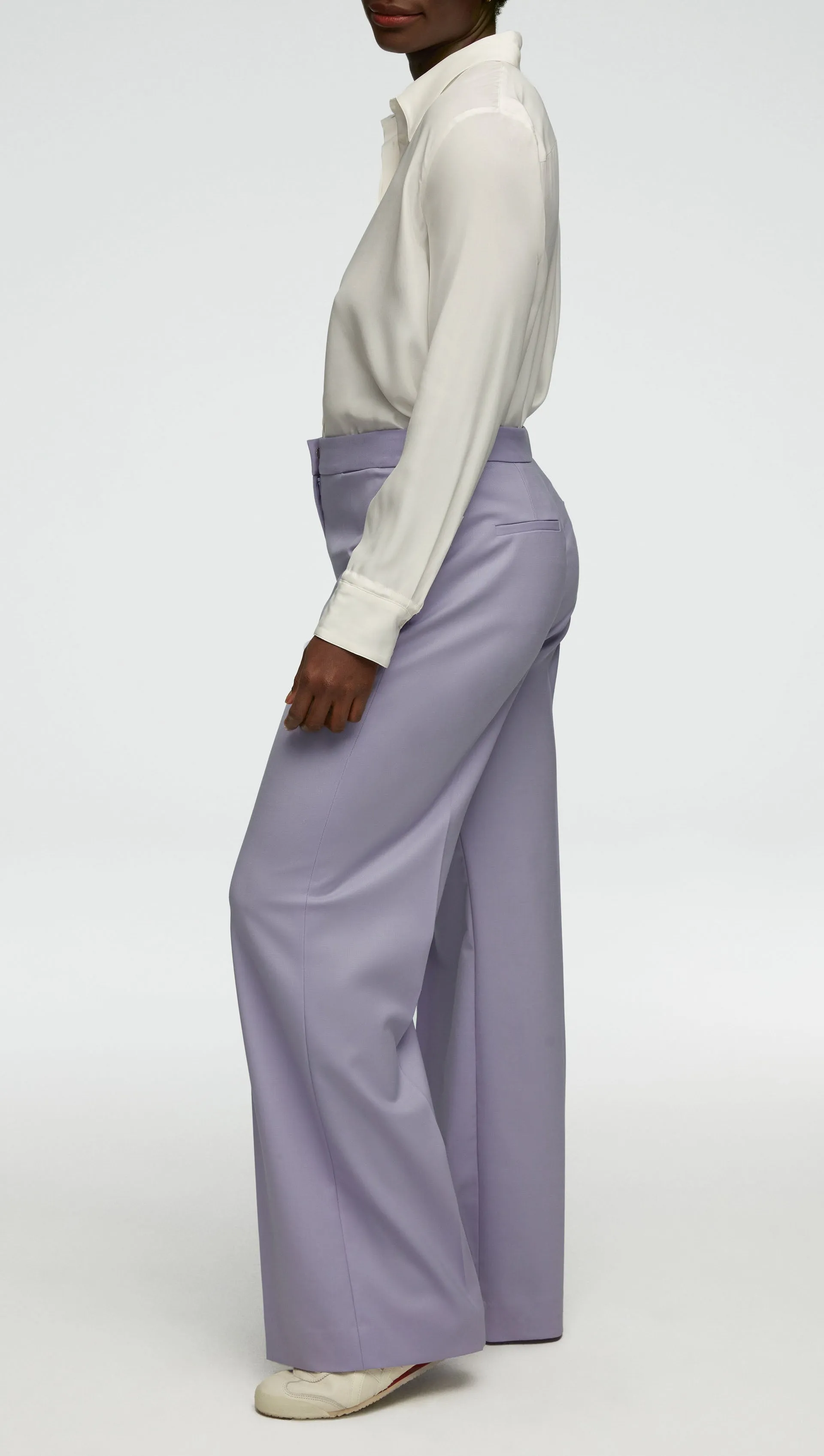 Wide Leg Trouser in Seasonless Wool | Lilac