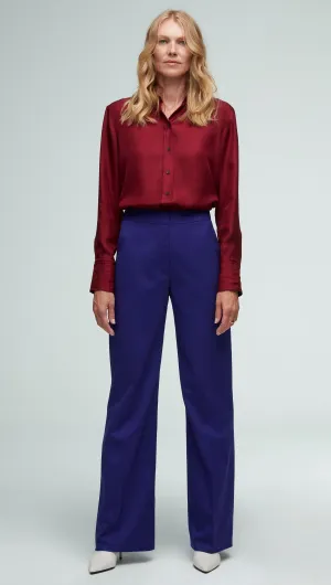 Wide Leg Trouser in Seasonless Wool  | Purple