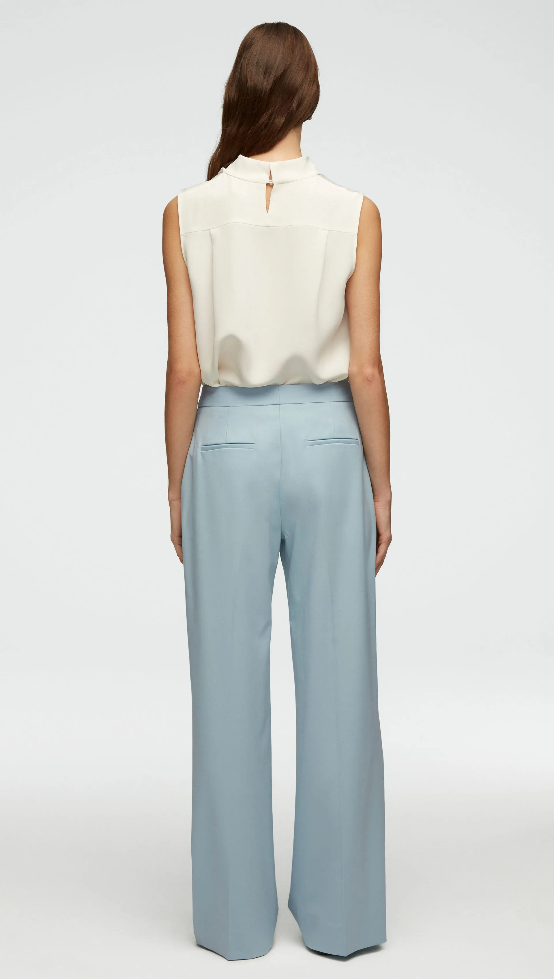 Wide Leg Trouser in Seasonless Wool | Seafoam Blue