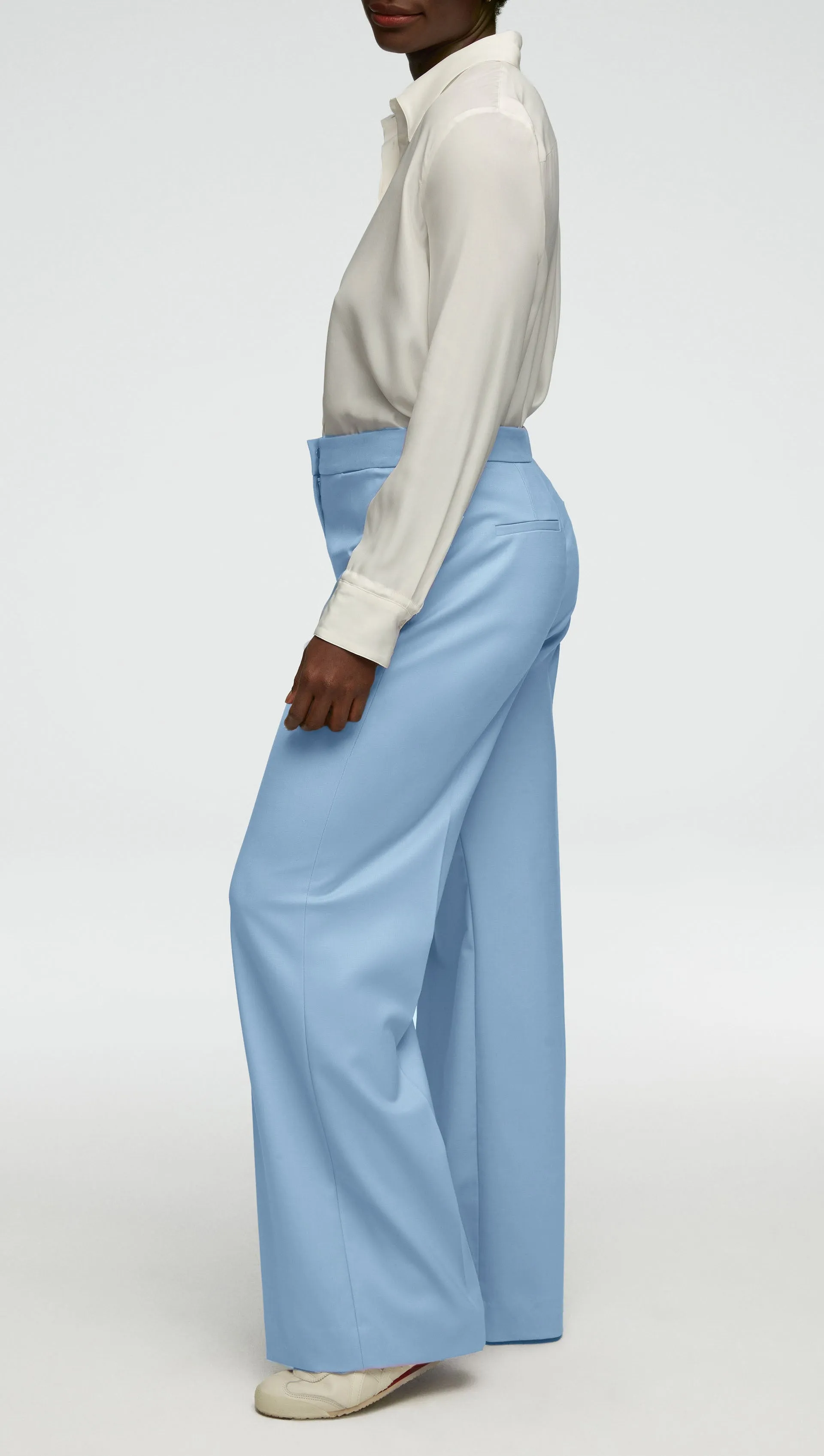 Wide Leg Trouser in Seasonless Wool | Sky