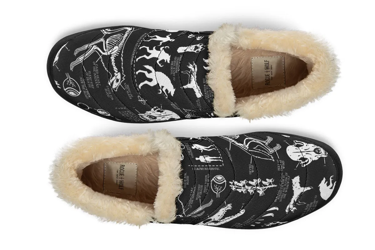 Wolf Study Winter Sneakers - Warm & Easy Slip-On Shoes Lined with Vegan Wool with Anti-Slip Soles