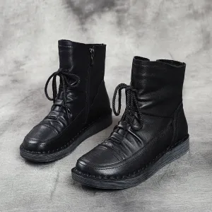 Women's Comfort Side Zipper High Top Leather Boots