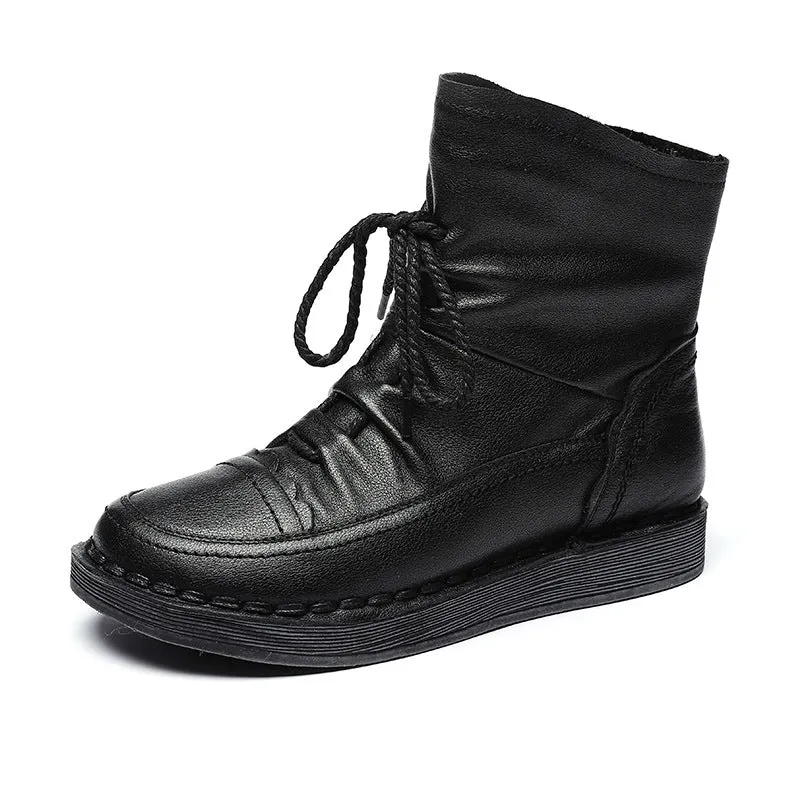 Women's Comfort Side Zipper High Top Leather Boots