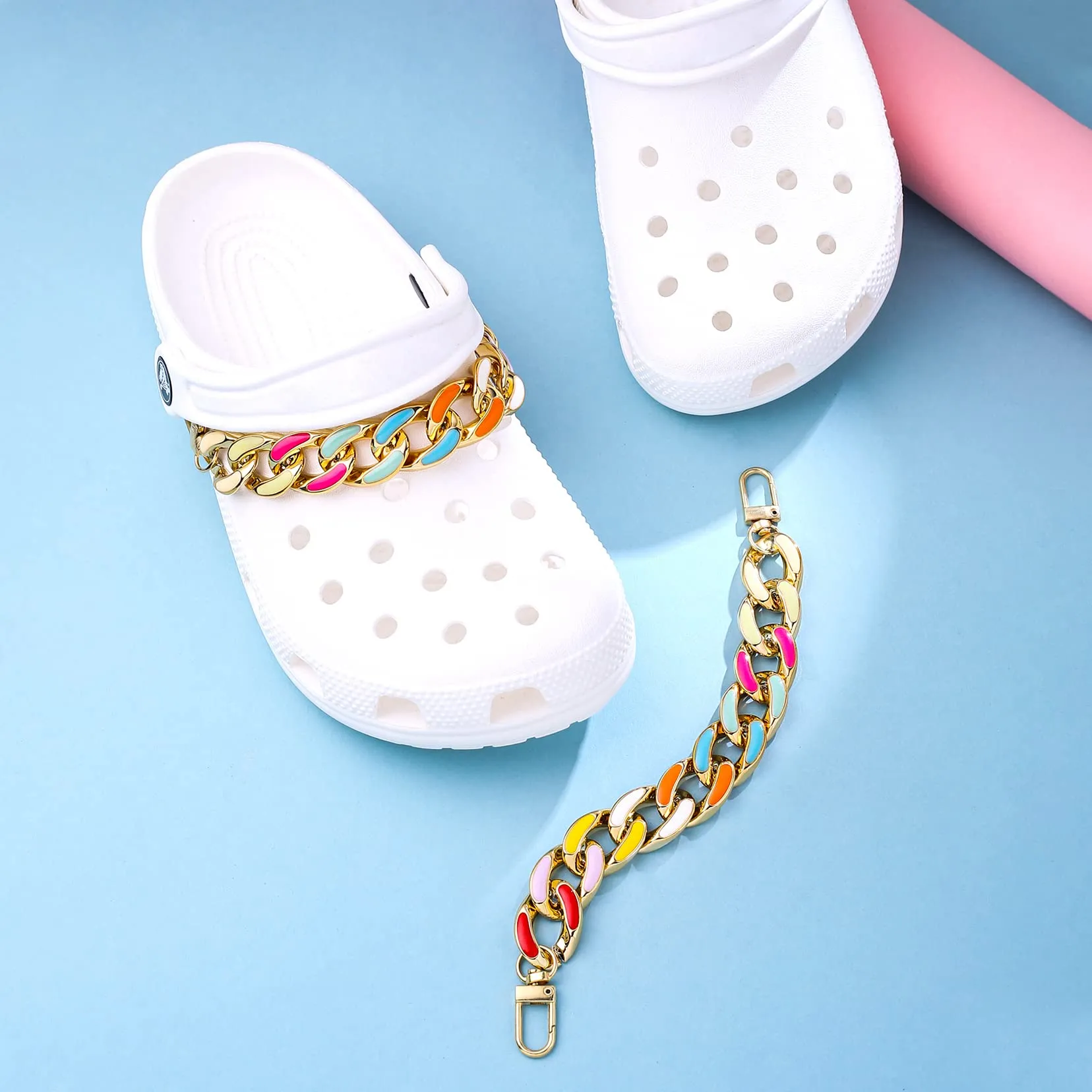 Yellow Chimes Shoe Chains for Girls and Boys | Shoe Accessories Link Chain Design | Shoe Decoration Charms| Shoe Chains for Unisex | Pack of 2 pieces | Shoe Chain Charms for Croc